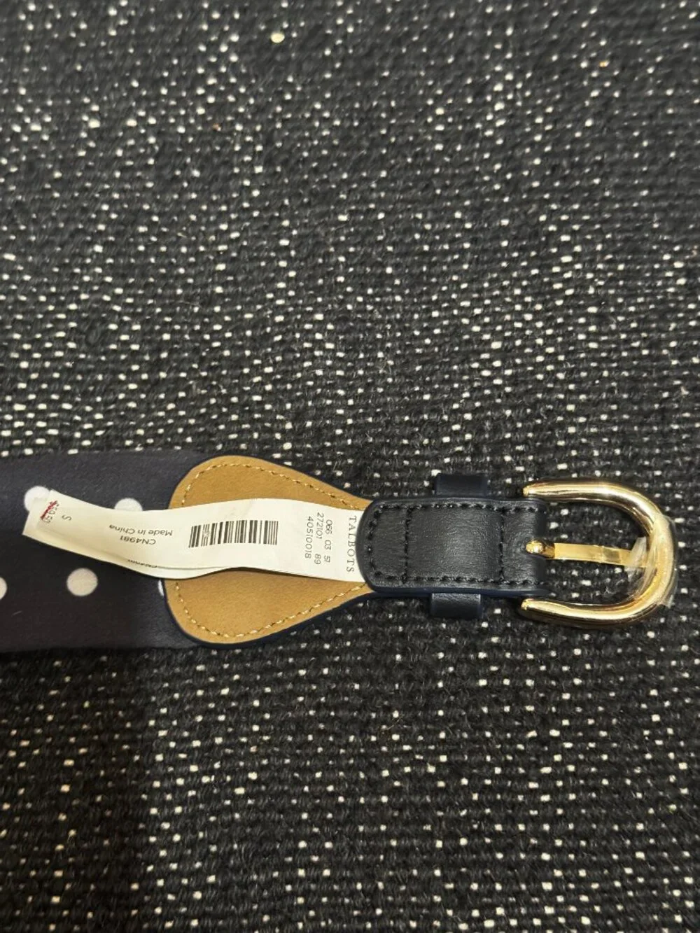 Talbots Scarf Belt, Navy Polka Dot, Harness Buckle, Small